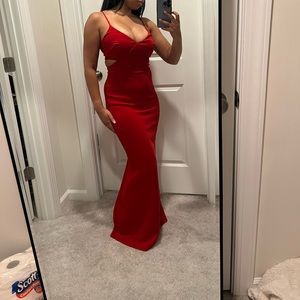 Badgley Mischka Womens Spaghetti Odessa Crossover Gown (Size 2)